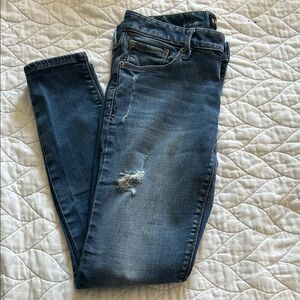 Express Performance Stretch Distressed Blue Skinny Jeans - Low Rise